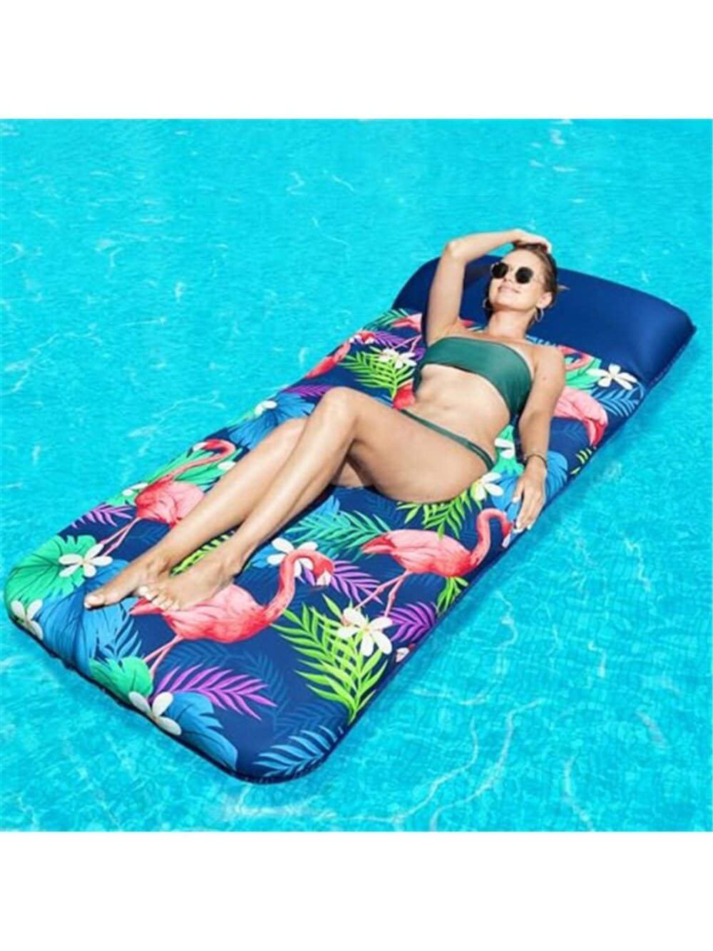 Oversized Flamingo Pool Float Adult 72x38 Inflatable Tanning Lounger Headrest